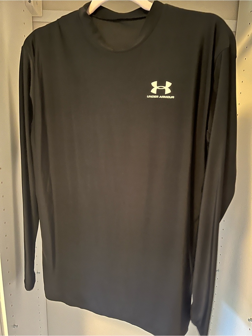 Under Armour Long-Sleeve Crew Neck Shirt - Black with White Logo